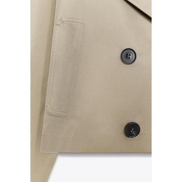 ZARA DOUBLE-BREASTED SHORT TRENCH COAT - Picture 5 of 5
